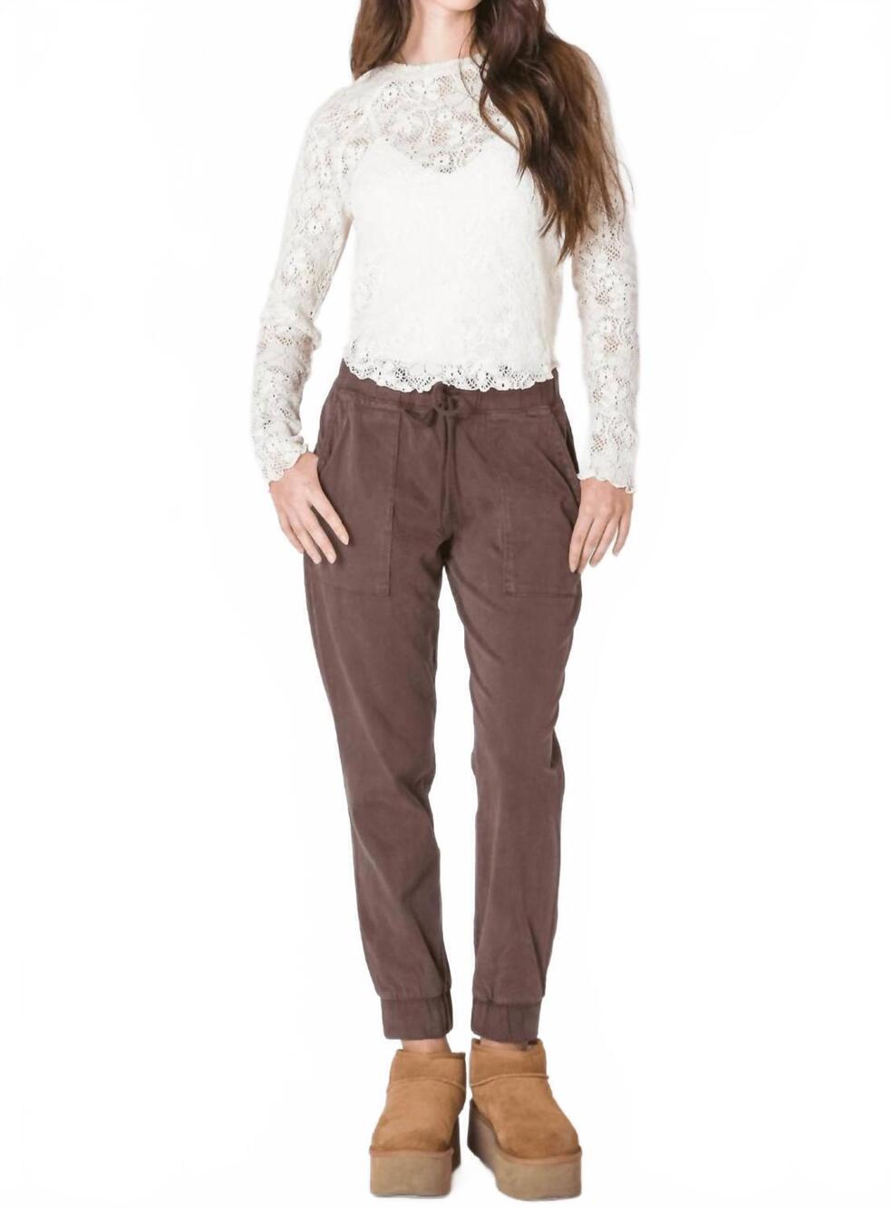 NEW DEX soft touch jogger pants in brown